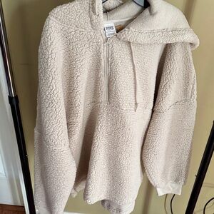 Victoria's Secret Pink Off White Sherpa Quarter Zip